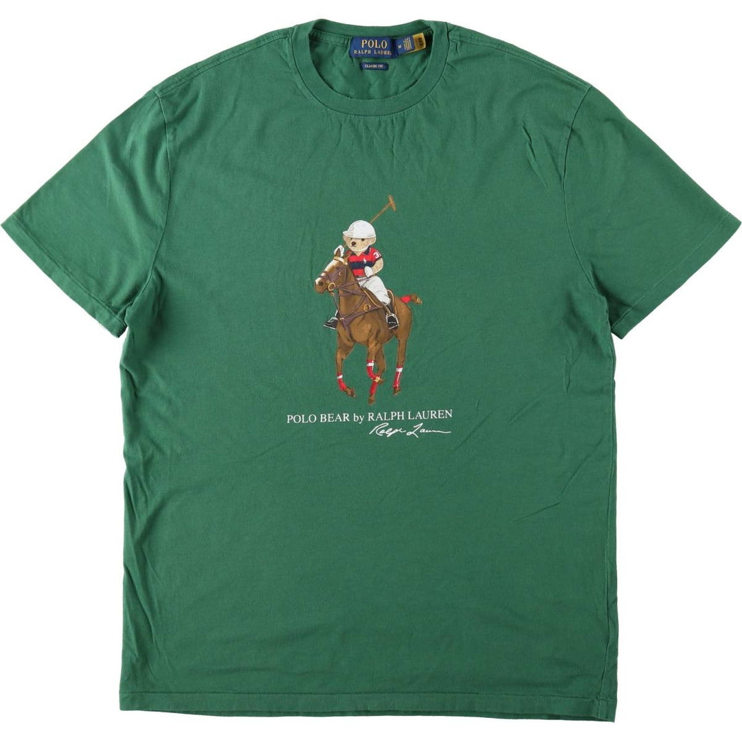 Ralph Lauren POLO RALPH LAUREN CLASSIC FIT Polo Bear Short-Sleeve Printed T-Shirt (Men's Size M) cotton green type Vintage Second Hand