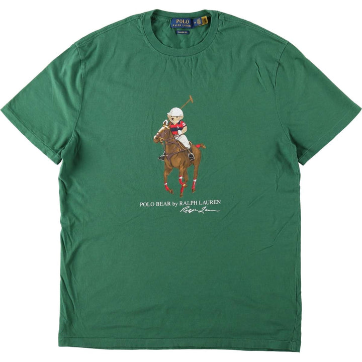 Ralph Lauren POLO RALPH LAUREN CLASSIC FIT Polo Bear Short-Sleeve Printed T-Shirt (Men's Size M) cotton green type Vintage Second Hand