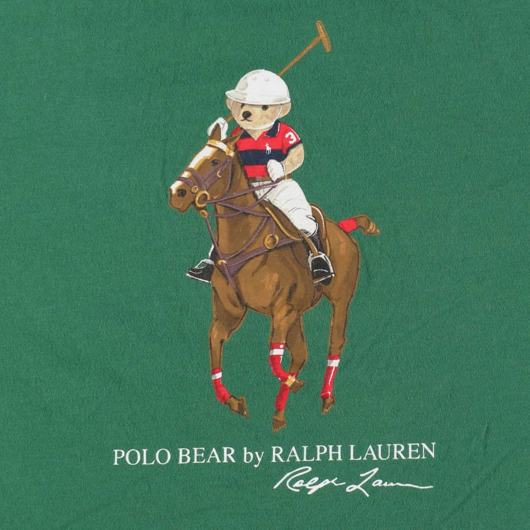 Ralph Lauren POLO RALPH LAUREN CLASSIC FIT Polo Bear Short-Sleeve Printed T-Shirt (Men's Size M) cotton green type Vintage Second Hand