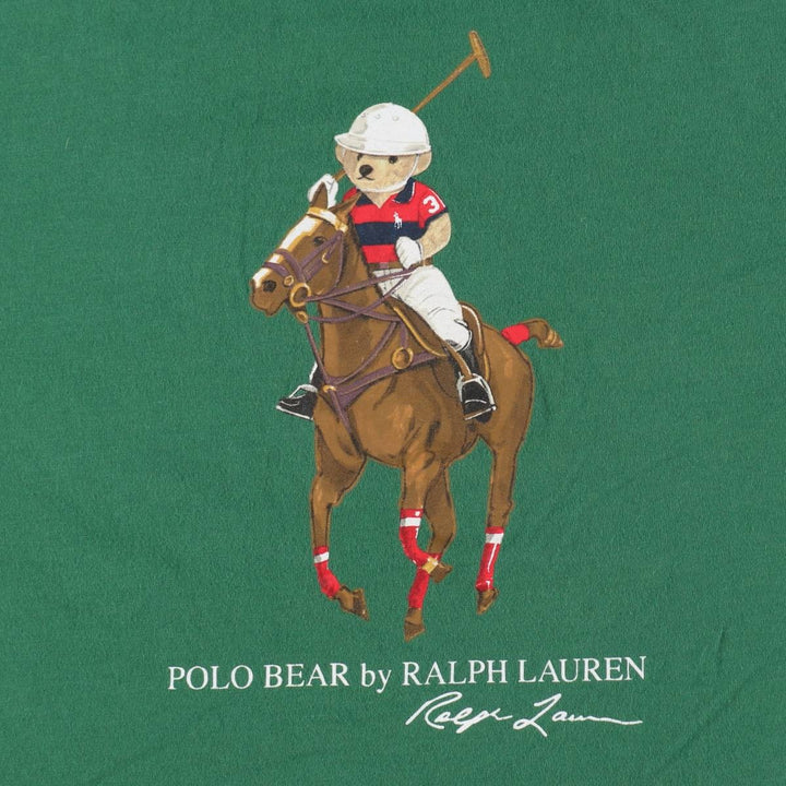 Ralph Lauren POLO RALPH LAUREN CLASSIC FIT Polo Bear Short-Sleeve Printed T-Shirt (Men's Size M) cotton green type Vintage Second Hand