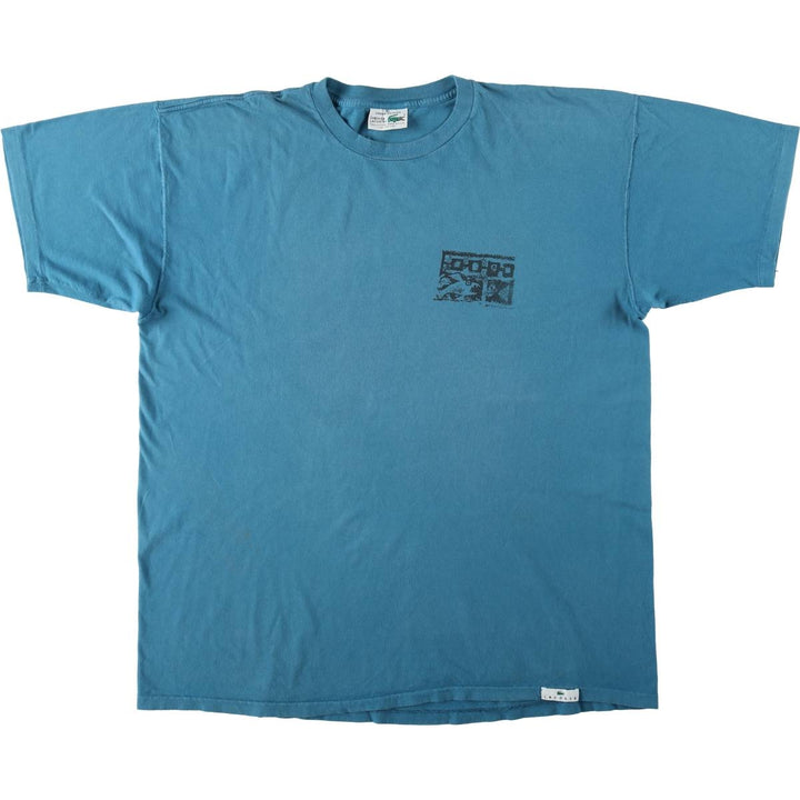 Lacoste CHEMISE French Lacoste Short-Sleeve Printed T-Shirt, Made in USA, Men's XL Equivalent cotton Blue type light blue Vintage Second Hand