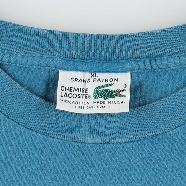 Lacoste CHEMISE French Lacoste Short-Sleeve Printed T-Shirt, Made in USA, Men's XL Equivalent cotton Blue type light blue Vintage Second Hand