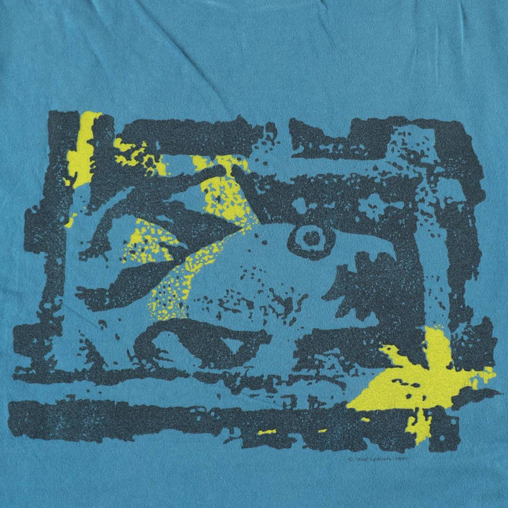 Lacoste CHEMISE French Lacoste Short-Sleeve Printed T-Shirt, Made in USA, Men's XL Equivalent cotton Blue type light blue Vintage Second Hand