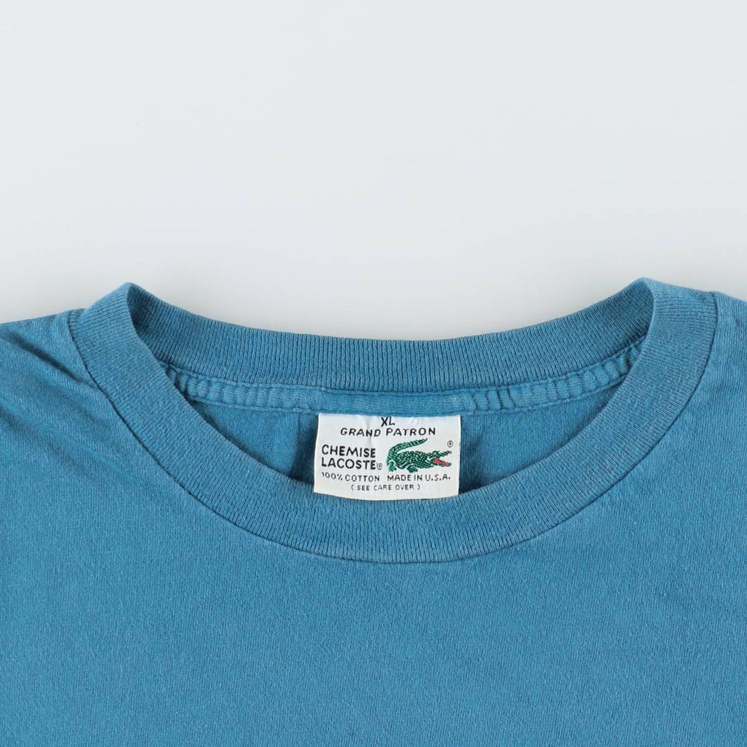 Lacoste CHEMISE French Lacoste Short-Sleeve Printed T-Shirt, Made in USA, Men's XL Equivalent cotton Blue type light blue Vintage Second Hand