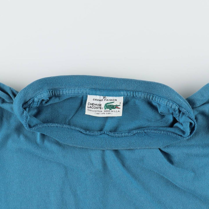 Lacoste CHEMISE French Lacoste Short-Sleeve Printed T-Shirt, Made in USA, Men's XL Equivalent cotton Blue type light blue Vintage Second Hand