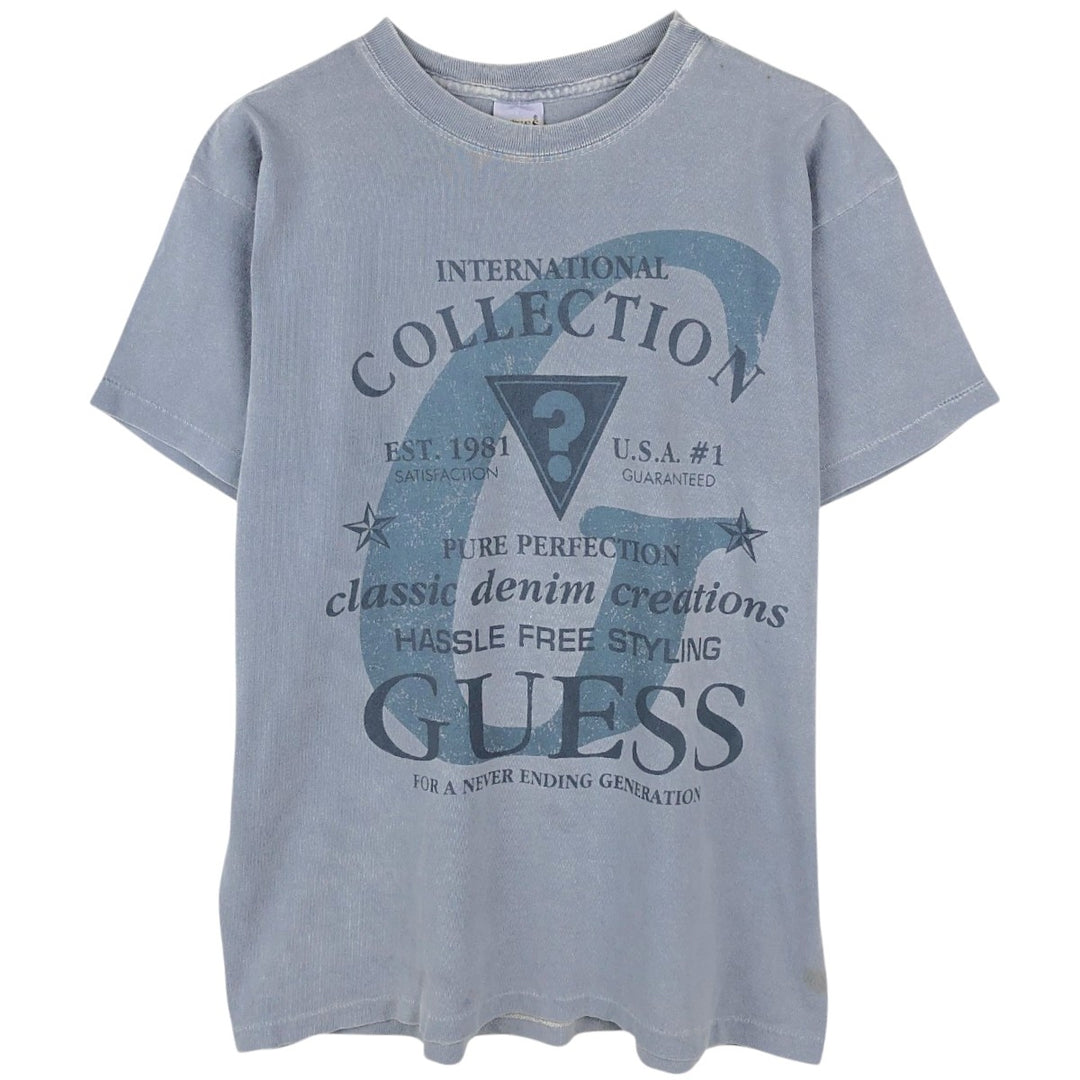 90'S Guess Short-Sleeve Printed T-Shirt, Made in USA, Men's Size M (Equivalent), Vintage cotton gray type Vintage Second Hand
