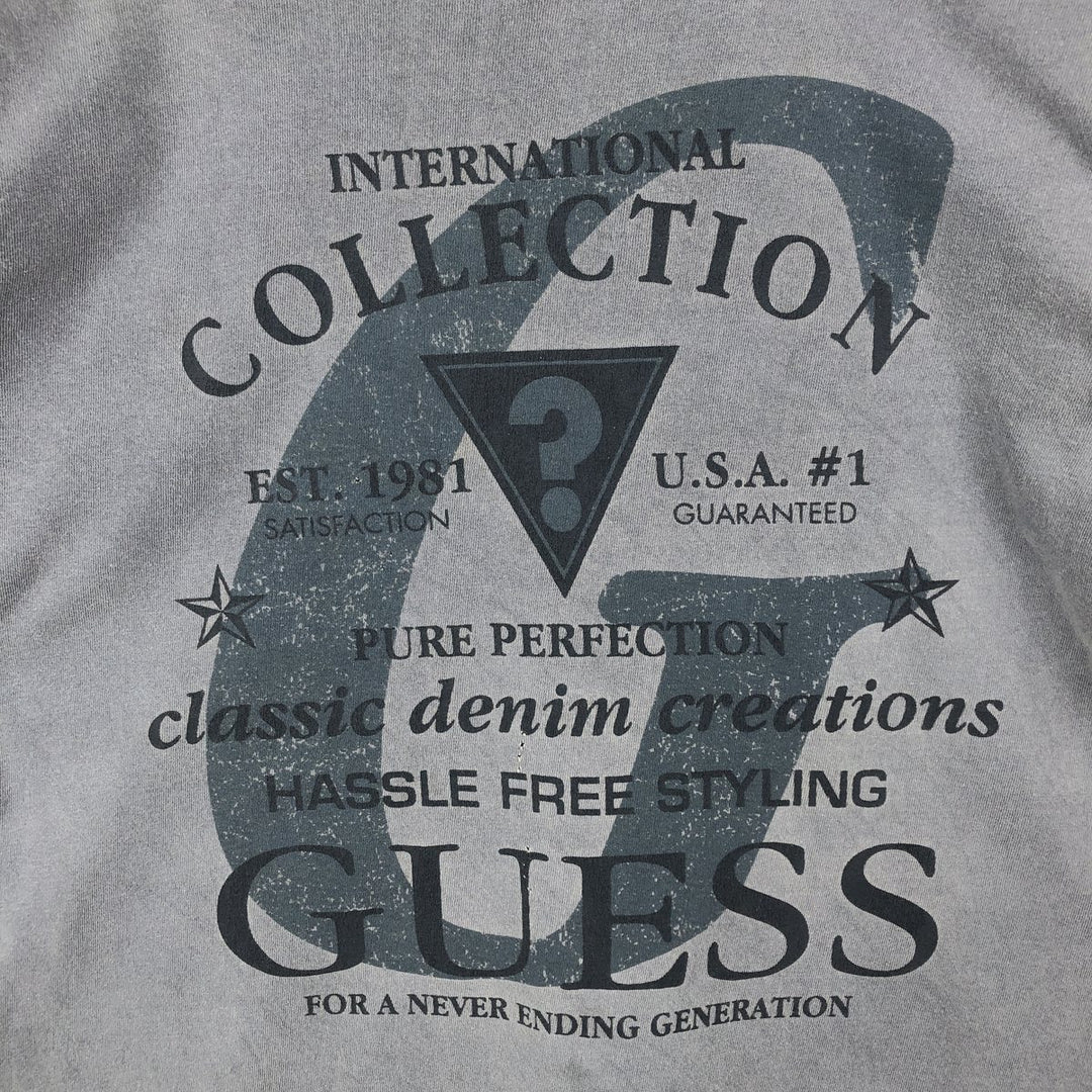 90'S Guess Short-Sleeve Printed T-Shirt, Made in USA, Men's Size M (Equivalent), Vintage cotton gray type Vintage Second Hand