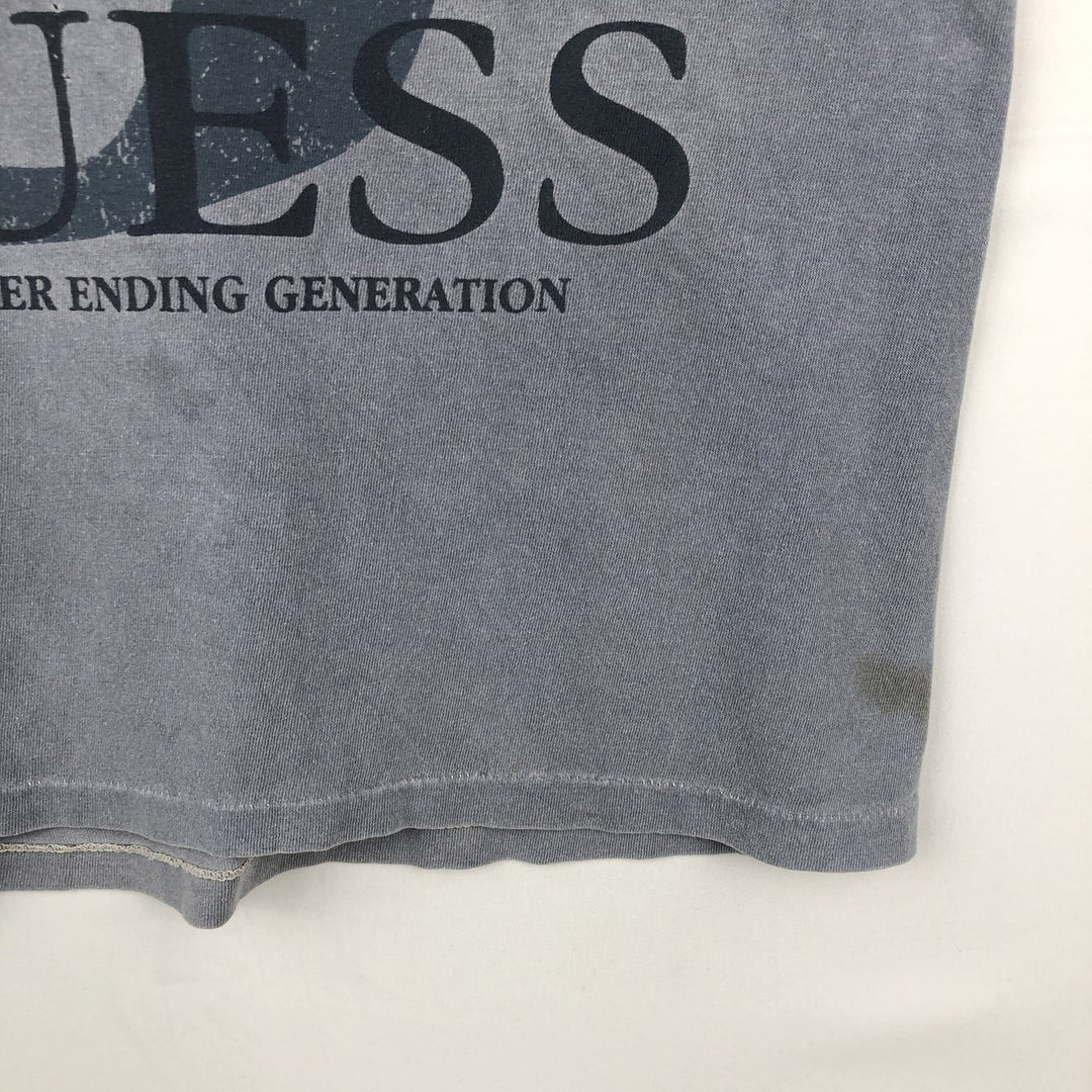 90'S Guess Short-Sleeve Printed T-Shirt, Made in USA, Men's Size M (Equivalent), Vintage cotton gray type Vintage Second Hand