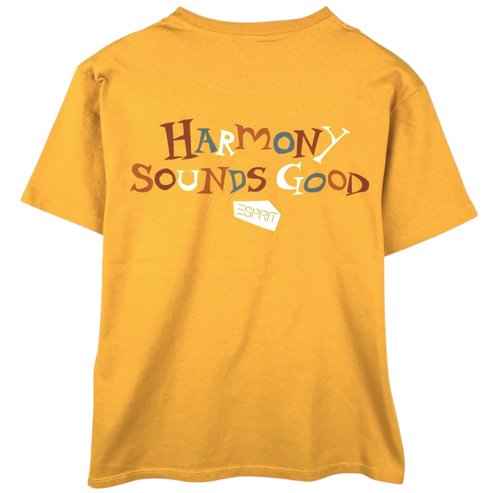 90'S Esprit short-sleeved printed T-shirt, made in USA, men's size S equivalent, vintage. cotton yellow type Vintage Second Hand