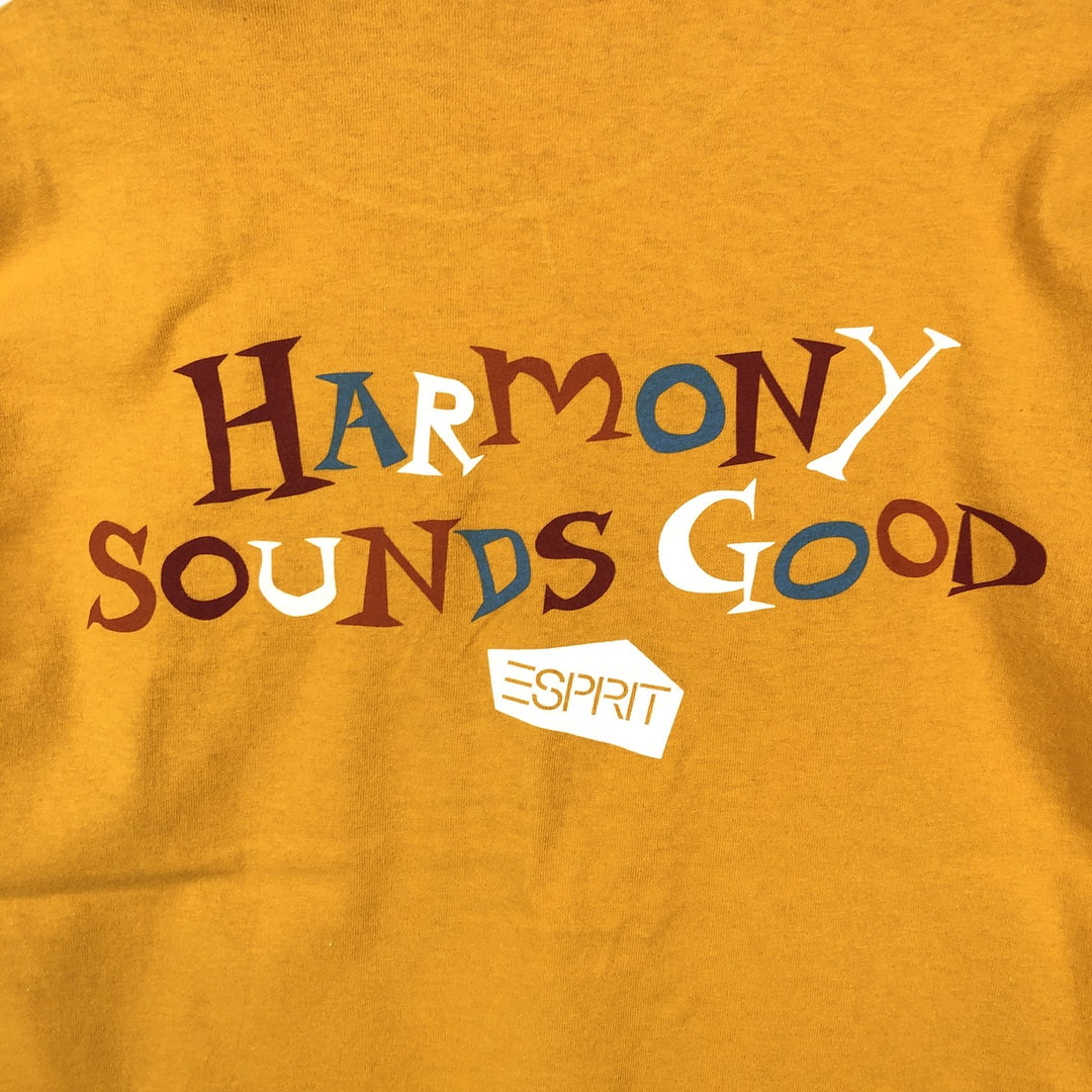 90'S Esprit short-sleeved printed T-shirt, made in USA, men's size S equivalent, vintage. cotton yellow type Vintage Second Hand