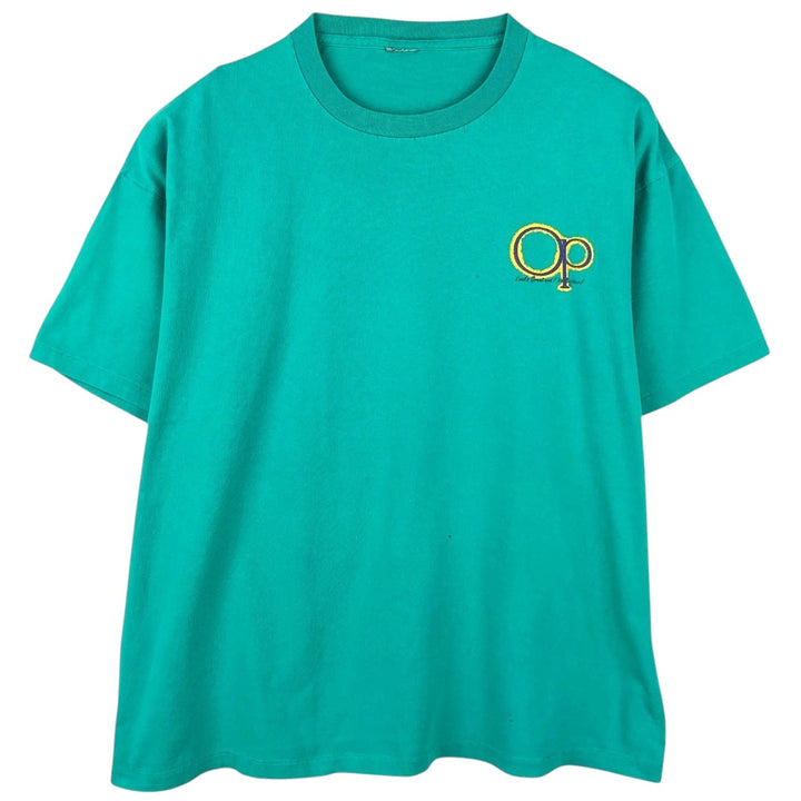 90'S Ocean Pacific pin-up girl surf skate t-shirt, men's size XL equivalent, vintage. unclear turquoise blue Vintage Second Hand