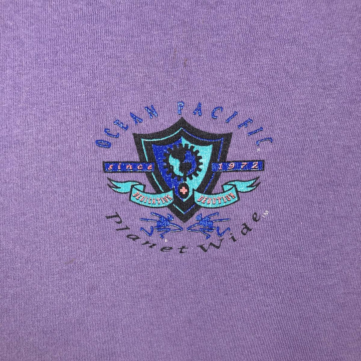 Vintage 90'S Ocean Pacific surf/skateboard t-shirt with silver tag, made in USA, size XL. cotton purple type Vintage Second Hand