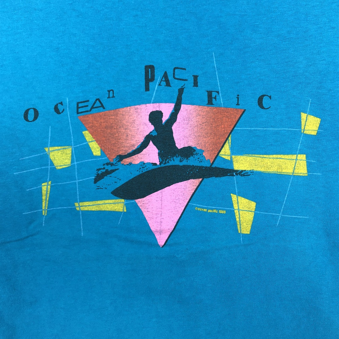 80'S Ocean Pacific surf/skate t-shirt, made in USA, men's size L equivalent, vintage. cotton Blue type light blue Vintage Second Hand