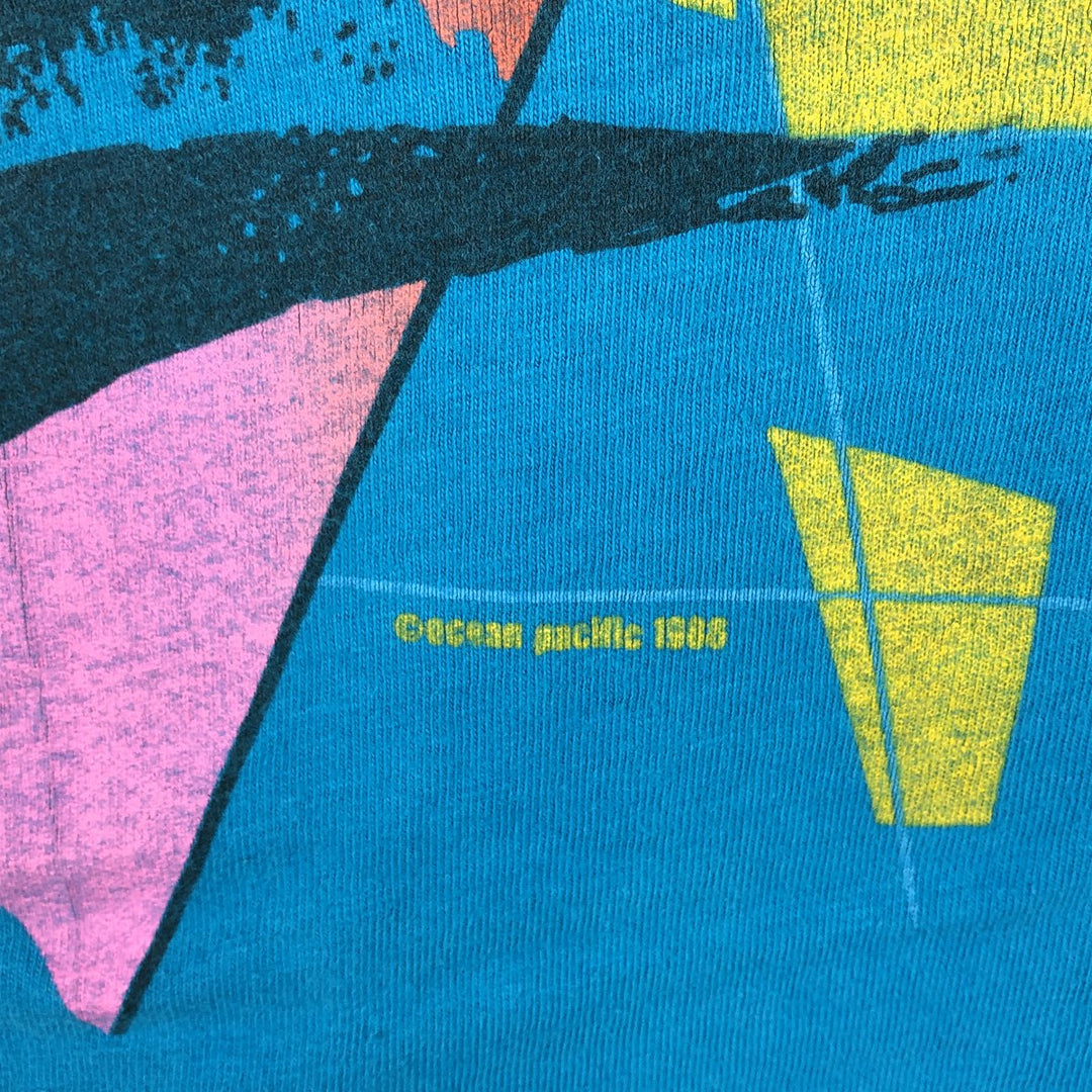 80'S Ocean Pacific surf/skate t-shirt, made in USA, men's size L equivalent, vintage. cotton Blue type light blue Vintage Second Hand