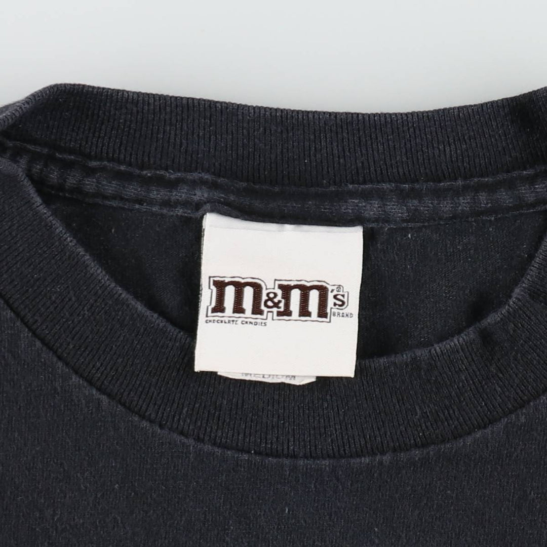 M And M's Advertising T-shirt, Men's Size M (equivalent to size M) cotton black type Vintage Second Hand