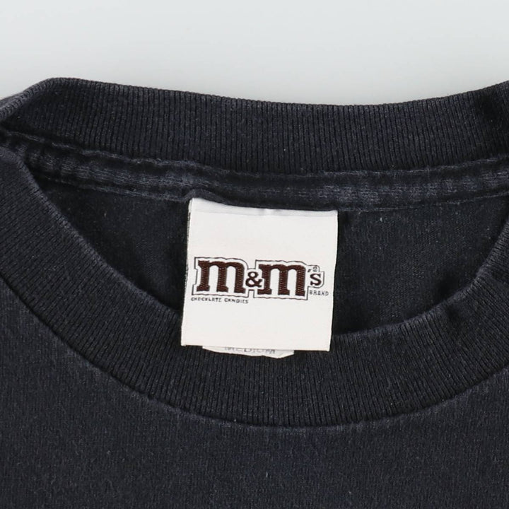 M And M's Advertising T-shirt, Men's Size M (equivalent to size M) cotton black type Vintage Second Hand