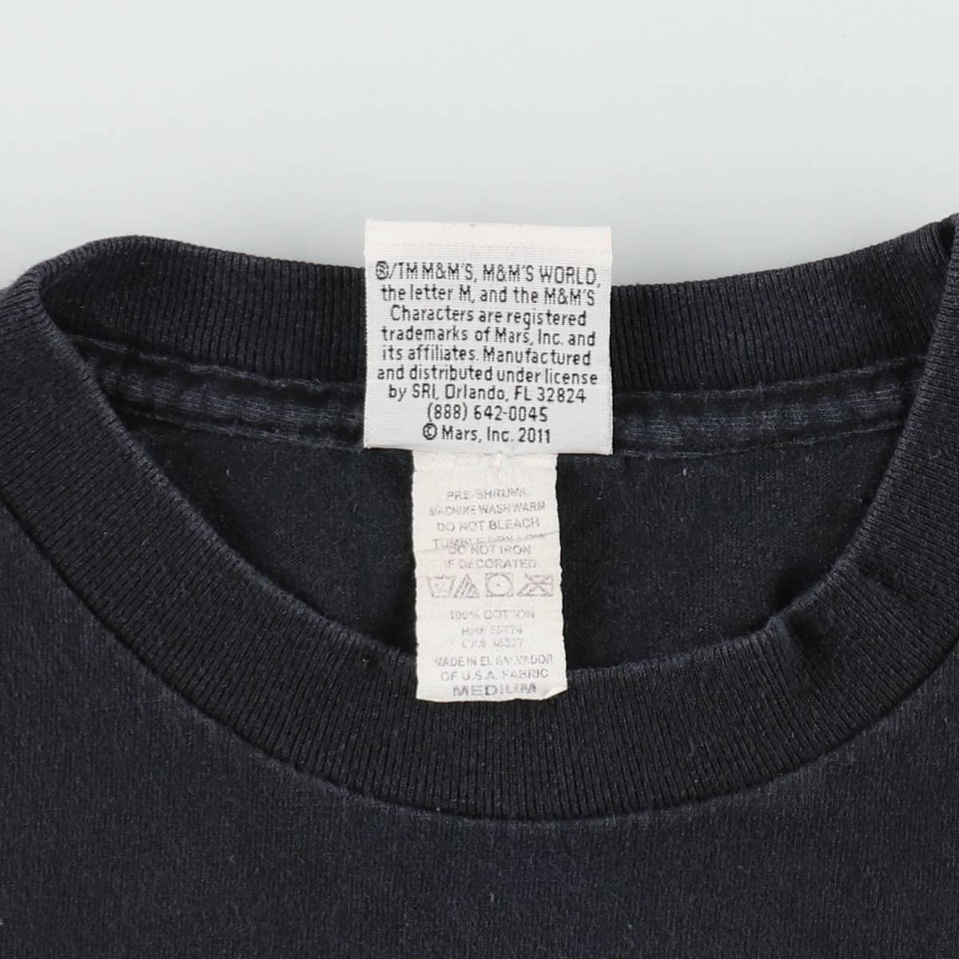 M And M's Advertising T-shirt, Men's Size M (equivalent to size M) cotton black type Vintage Second Hand