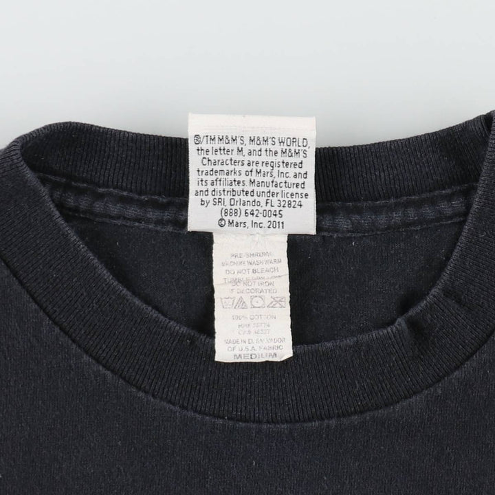 M And M's Advertising T-shirt, Men's Size M (equivalent to size M) cotton black type Vintage Second Hand