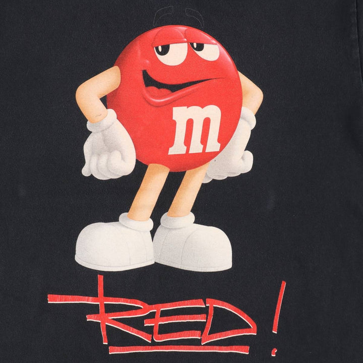 M And M's Advertising T-shirt, Men's Size M (equivalent to size M) cotton black type Vintage Second Hand