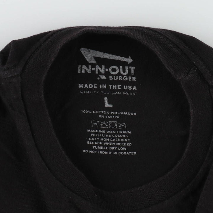 IN-N-OUT BURGER In-N-Out Burger Advertising T-shirt Made in USA Men's L size cotton black type Vintage Second Hand