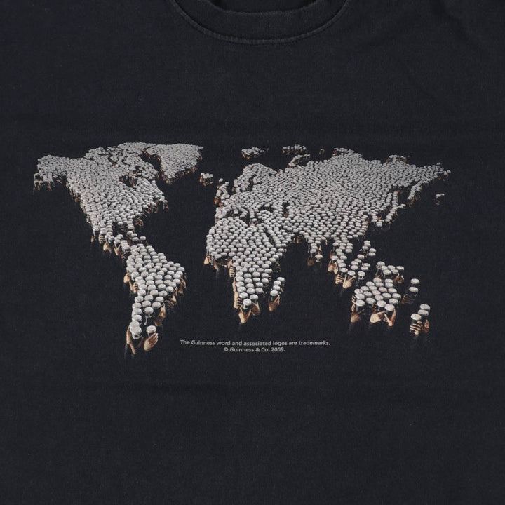 2000'S Fruit of the Loom Guinness advertising T-shirt, men's size L (approx.) cotton black type Vintage Second Hand