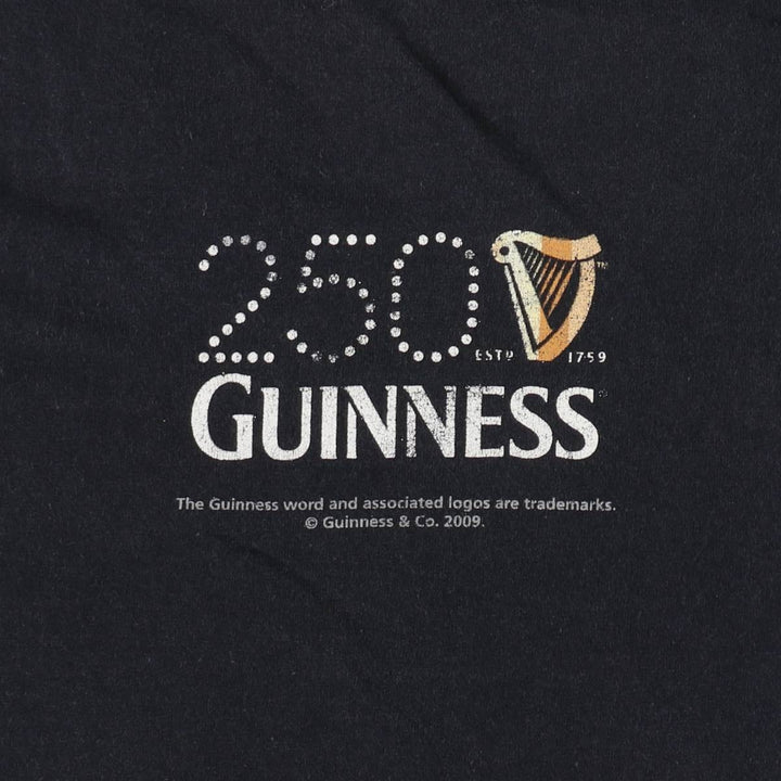 2000'S Fruit of the Loom Guinness advertising T-shirt, men's size L (approx.) cotton black type Vintage Second Hand