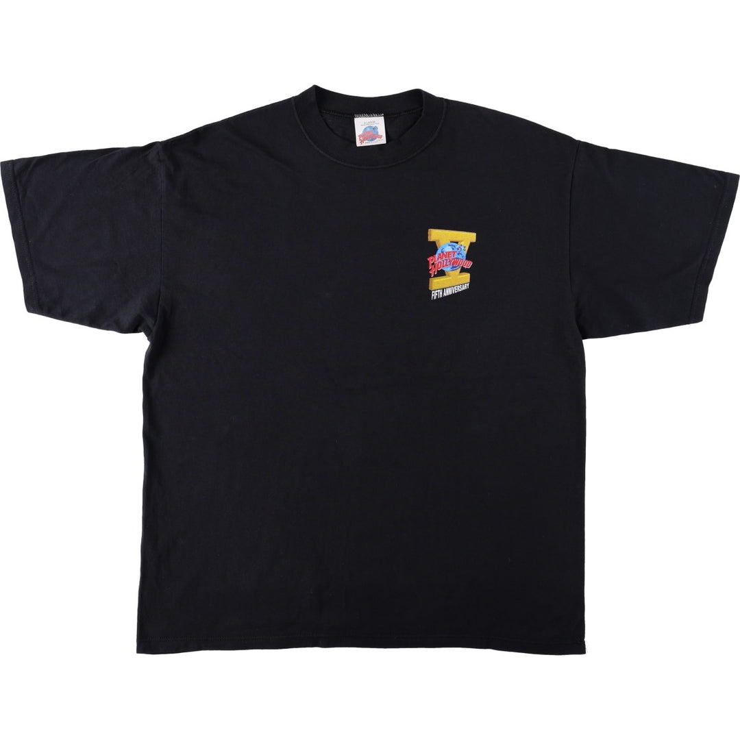 90'S PLANET HOLLYWOOD Advertising T-shirt Made in USA Men's XL Vintage cotton black type Vintage Second Hand