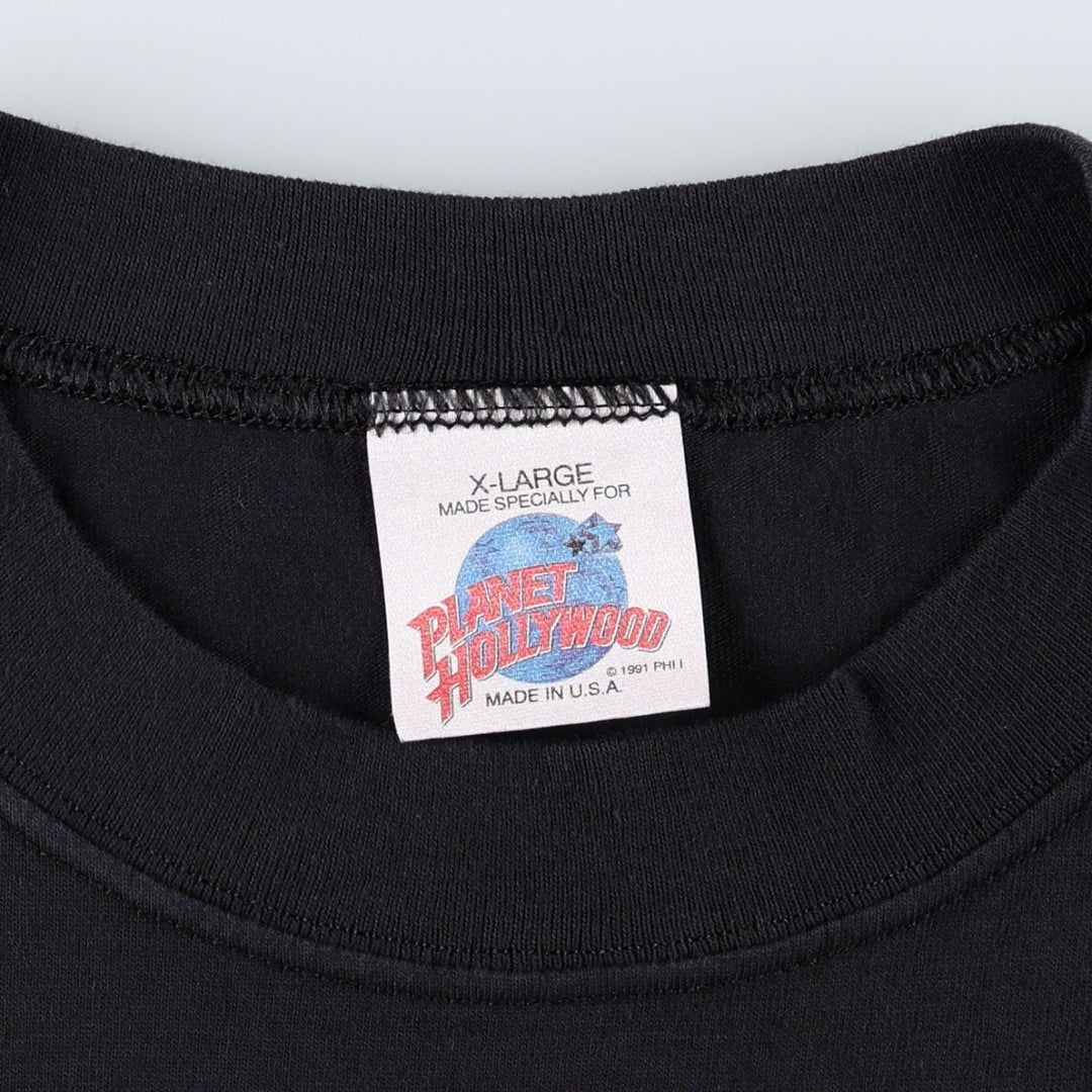 90'S PLANET HOLLYWOOD Advertising T-shirt Made in USA Men's XL Vintage cotton black type Vintage Second Hand