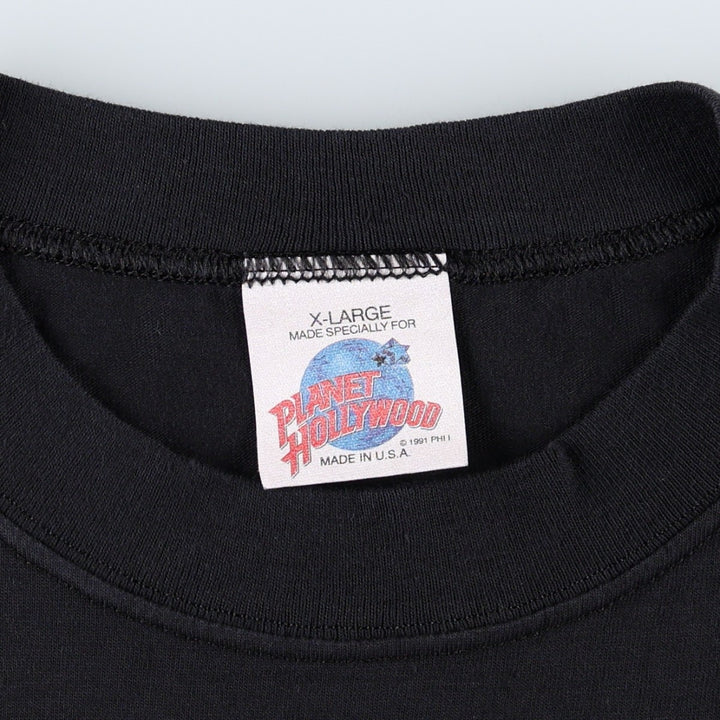 90'S PLANET HOLLYWOOD Advertising T-shirt Made in USA Men's XL Vintage cotton black type Vintage Second Hand