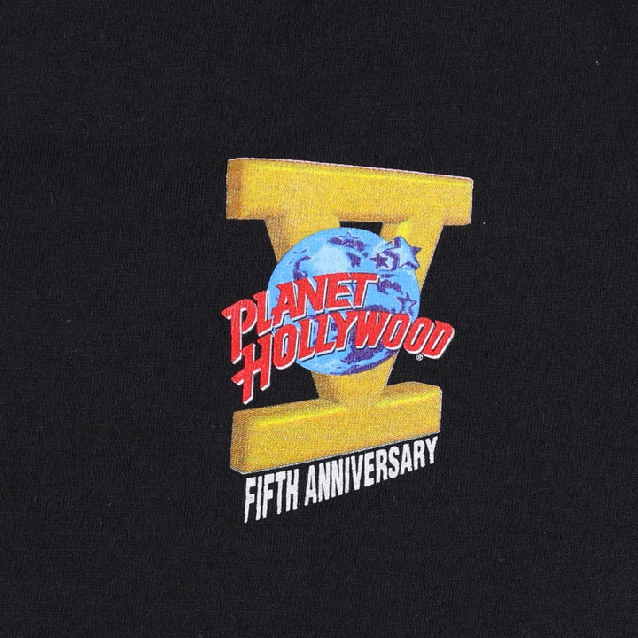 90'S PLANET HOLLYWOOD Advertising T-shirt Made in USA Men's XL Vintage cotton black type Vintage Second Hand