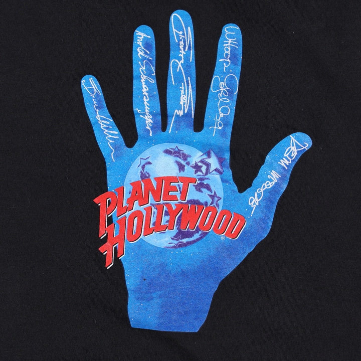 90'S PLANET HOLLYWOOD Advertising T-shirt Made in USA Men's XL Vintage cotton black type Vintage Second Hand