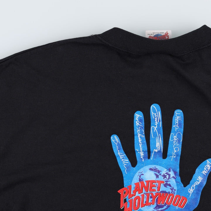 90'S PLANET HOLLYWOOD Advertising T-shirt Made in USA Men's XL Vintage cotton black type Vintage Second Hand