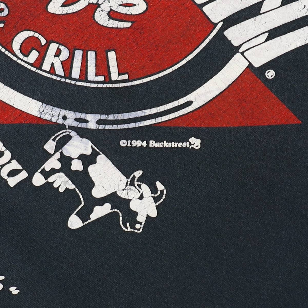 90'S Jerzees ROADKILL CAFE advertising T-shirt, Made in USA, Men's size L (approx.), Vintage cotton black type Vintage Second Hand