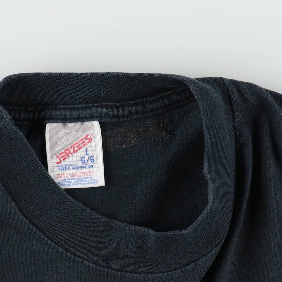 90'S Jerzees ROADKILL CAFE advertising T-shirt, Made in USA, Men's size L (approx.), Vintage cotton black type Vintage Second Hand