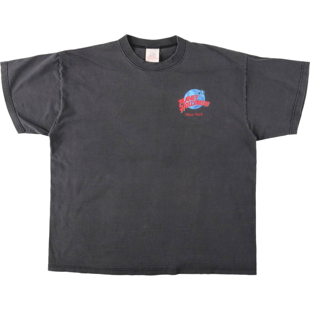 90'S Planet Hollywood Advertising T-Shirt, Made in USA, Men's XL equivalent, Vintage cotton Charcoal Vintage Second Hand
