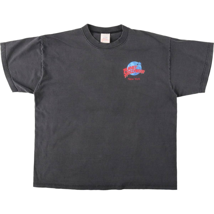 90'S Planet Hollywood Advertising T-Shirt, Made in USA, Men's XL equivalent, Vintage cotton Charcoal Vintage Second Hand