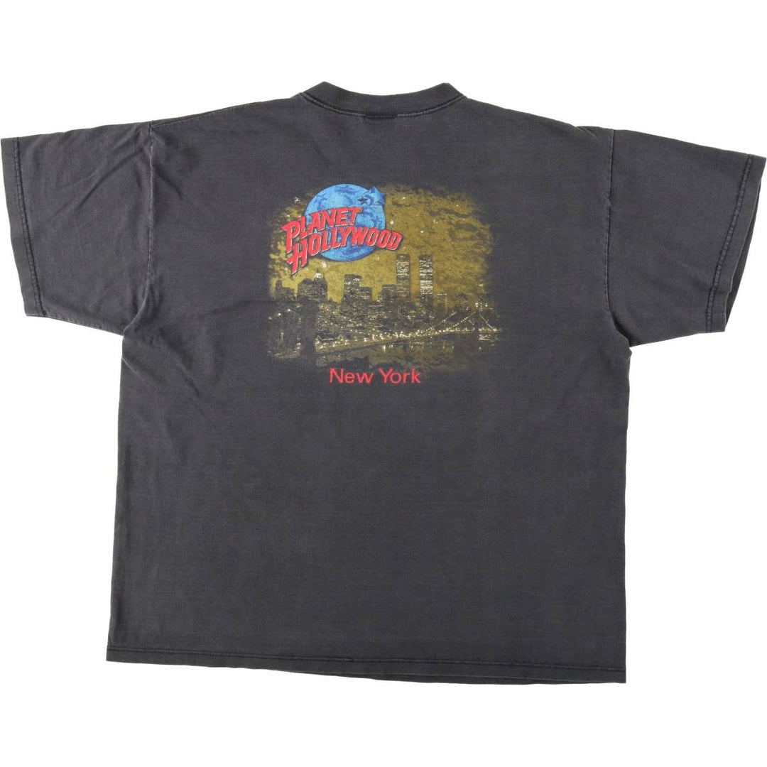 90'S Planet Hollywood Advertising T-Shirt, Made in USA, Men's XL equivalent, Vintage cotton Charcoal Vintage Second Hand