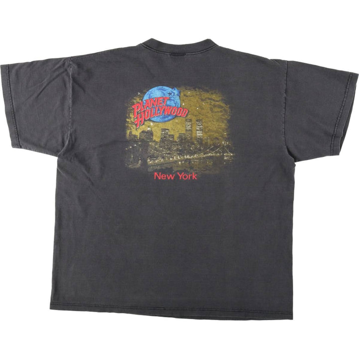 90'S Planet Hollywood Advertising T-Shirt, Made in USA, Men's XL equivalent, Vintage cotton Charcoal Vintage Second Hand