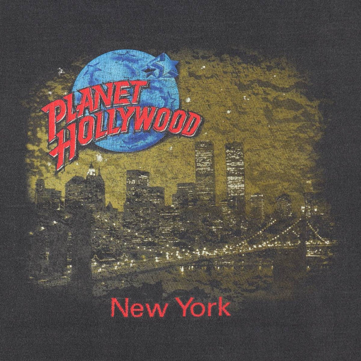 90'S Planet Hollywood Advertising T-Shirt, Made in USA, Men's XL equivalent, Vintage cotton Charcoal Vintage Second Hand