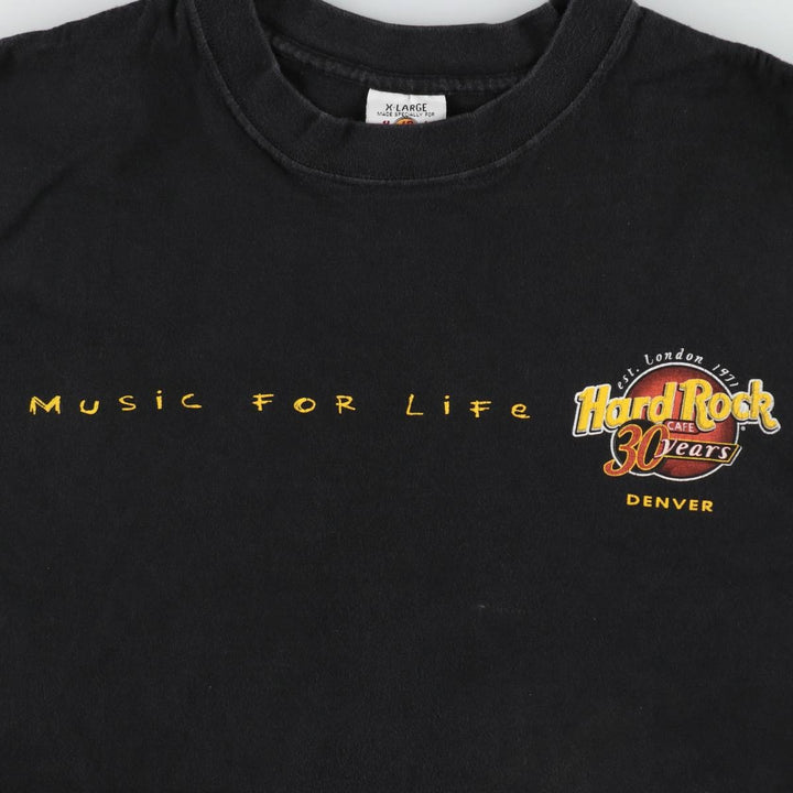 90'S HARD ROCK CAFE Heavy Tee Advertising T-shirt Made in USA Men's XL Vintage cotton black type Vintage Second Hand
