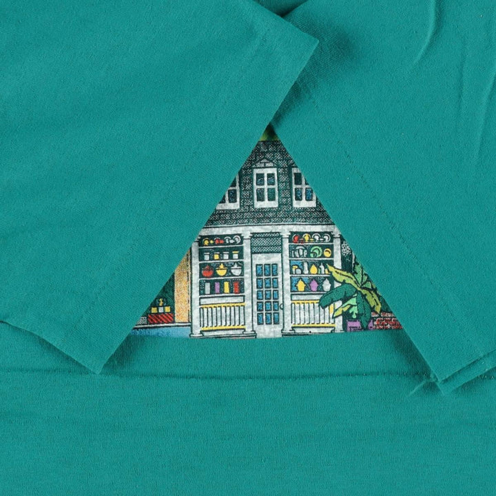 80'S Hanes FIFTY-FIFTY Hershey's Chocolate World Advertising T-Shirt, Made in USA, Men's Size M (approx.), Vintage cotton green type Vintage Second Hand