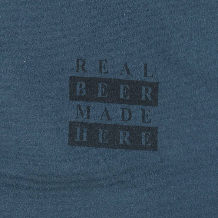 90'S Hanes BEEFY-T Blue Tag Heartland Brewery Advertising T-Shirt, Made in USA, Men's Size L (approx.), Vintage cotton navy blue type Vintage Second Hand
