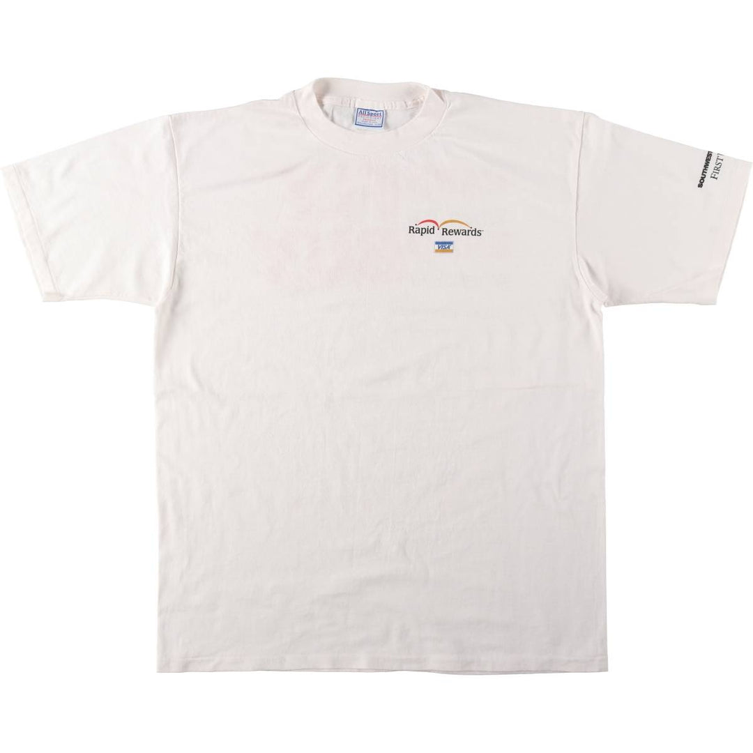 90'S All Sport VISA Advertising T-Shirt, Made in USA, Men's XL equivalent, Vintage cotton white type Vintage Second Hand