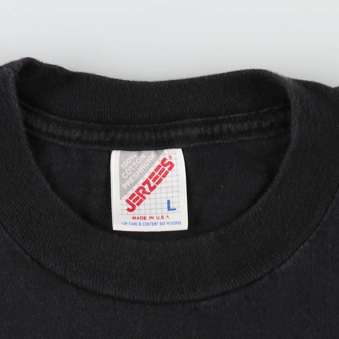 90'S Jerzees ROADKILL CAFE advertising T-shirt, Made in USA, Men's size L (approx.), Vintage cotton black type Vintage Second Hand