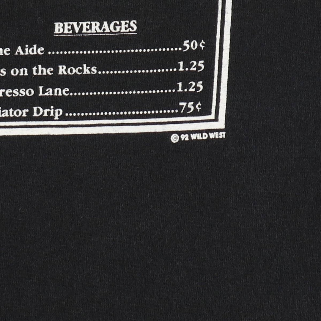 90'S Jerzees ROADKILL CAFE advertising T-shirt, Made in USA, Men's size L (approx.), Vintage cotton black type Vintage Second Hand