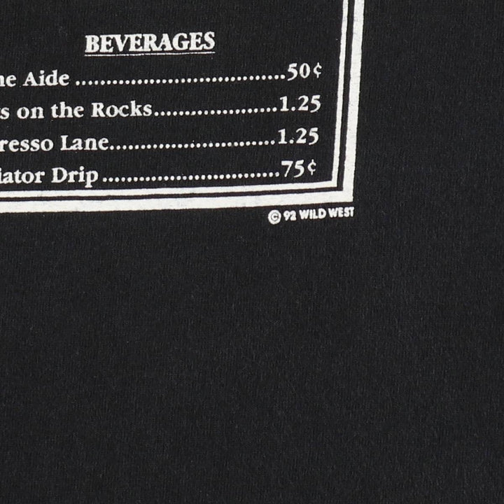 90'S Jerzees ROADKILL CAFE advertising T-shirt, Made in USA, Men's size L (approx.), Vintage cotton black type Vintage Second Hand