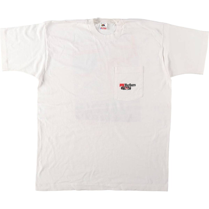 90'S Fruit of the Loom Marlboro Advertising T-Shirt, Made in USA, Men's XL equivalent, Vintage cotton white type Vintage Second Hand