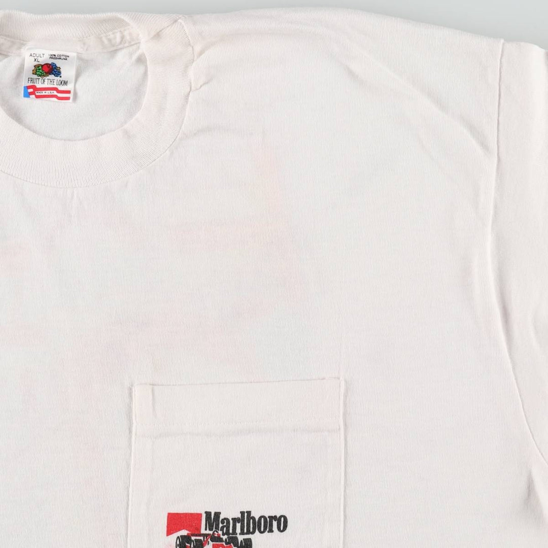 90'S Fruit of the Loom Marlboro Advertising T-Shirt, Made in USA, Men's XL equivalent, Vintage cotton white type Vintage Second Hand