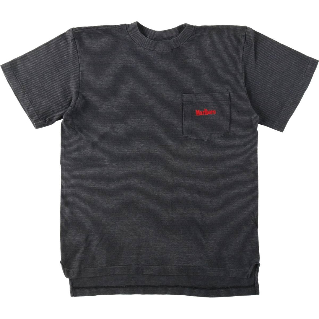 90'S Marlboro striped pattern advertising t-shirt, men's size XL equivalent, vintage. cotton black type Vintage Second Hand