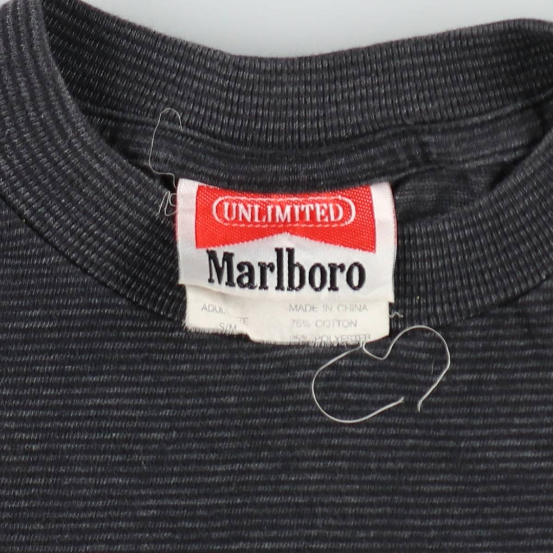 90'S Marlboro striped pattern advertising t-shirt, men's size XL equivalent, vintage. cotton black type Vintage Second Hand